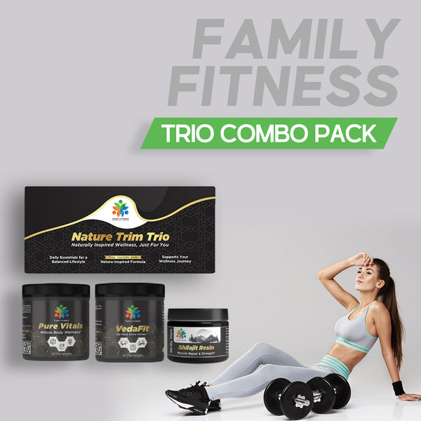 Family Fitness Nature Trim Trio – Ayurvedic Combo for Whole Body Wellness | Fat Burn, Vitality & Muscle Repair